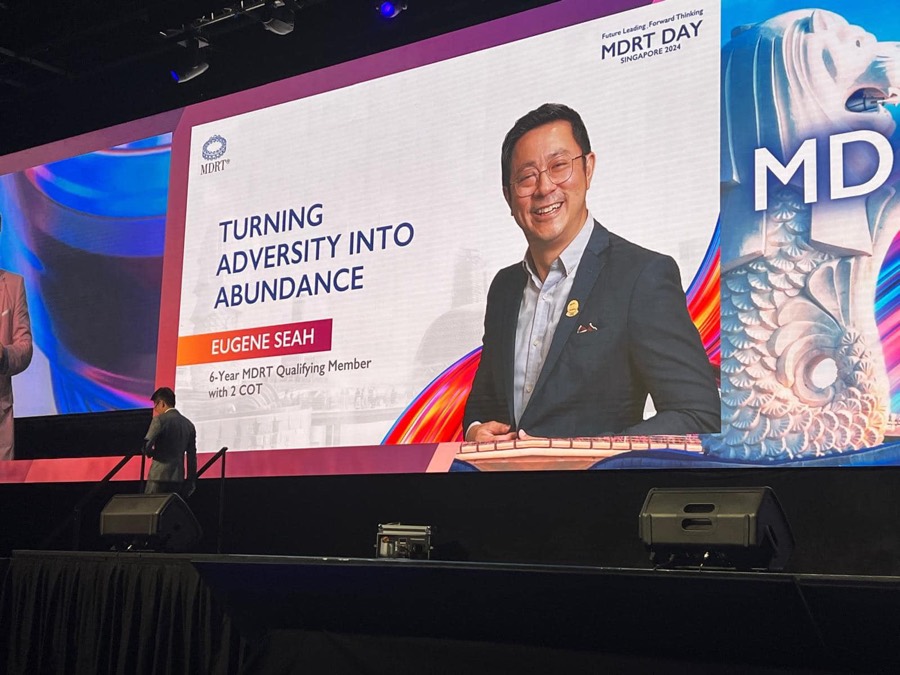 Eugene Seah keynote graphic on the MDRT Day main screen